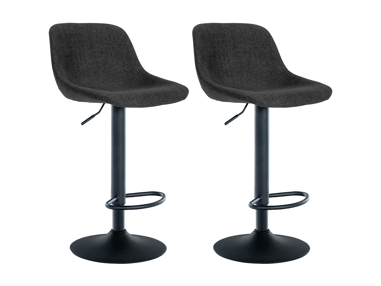 Lot de 2  Tabouret de bar - Tissu - Noir - Loft