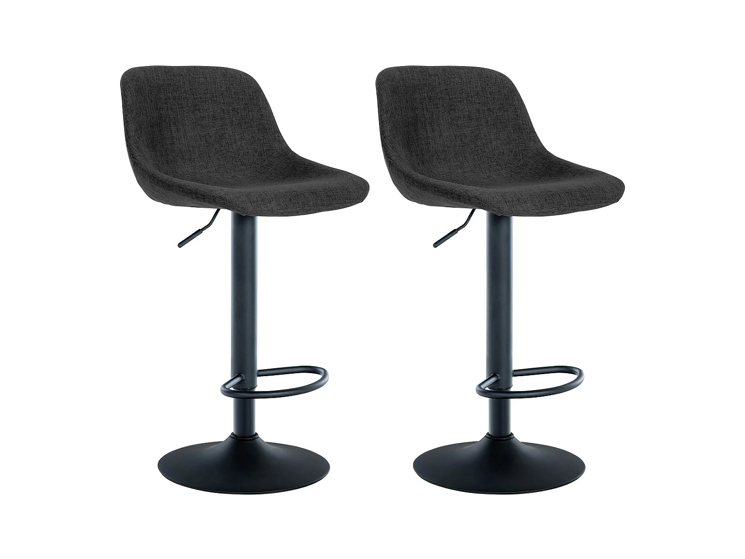 Lot de 2  Tabouret de bar - Tissu - Noir - Loft