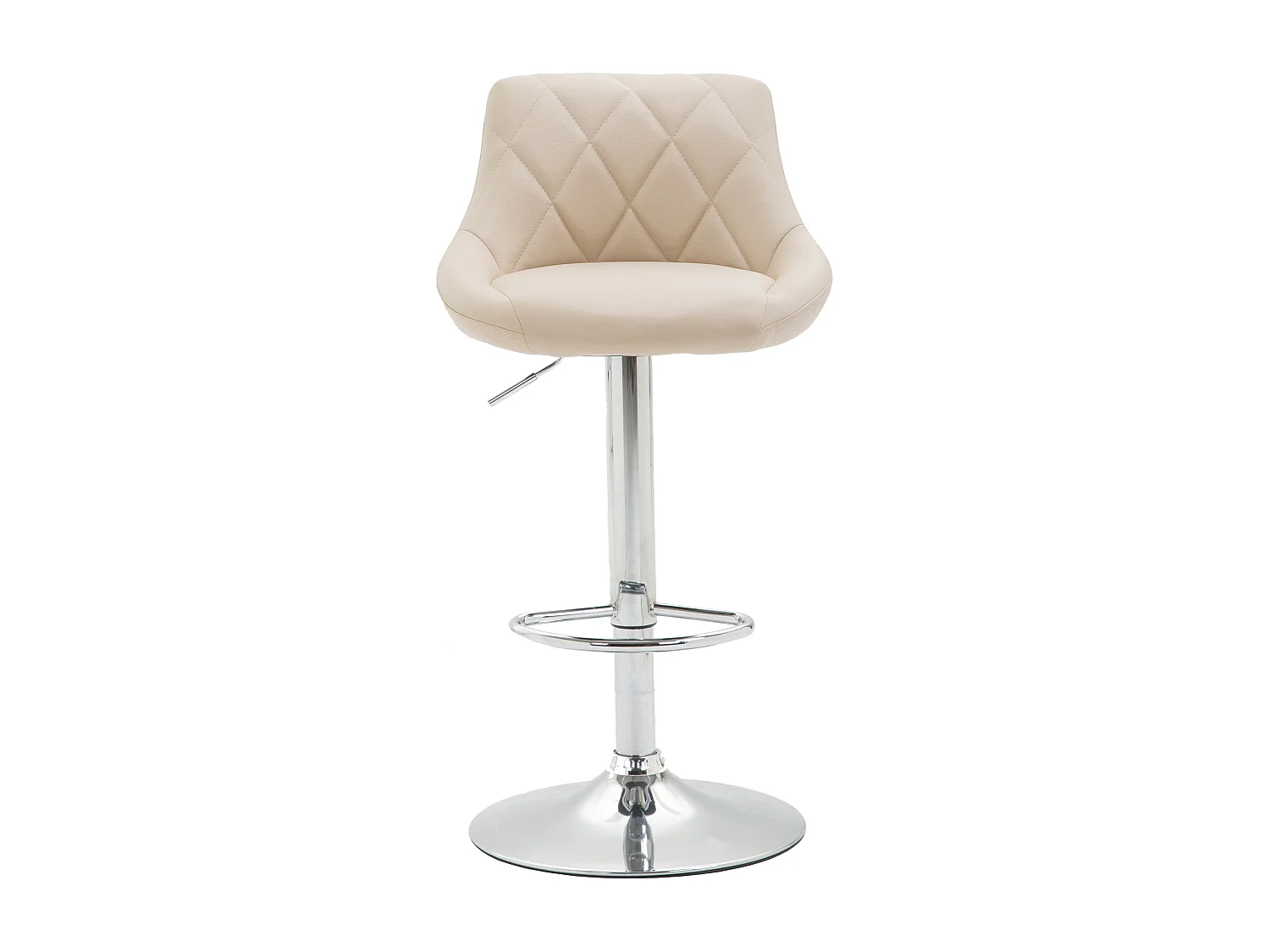 Lot de 2 Tabourets de bar - Similicuir & Métal chromé - Crème - Lazio