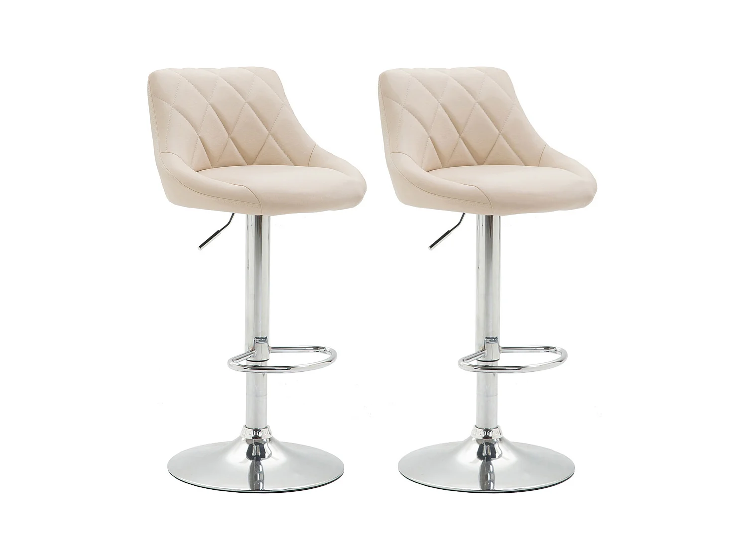2er Set Barhocker - Kunstleder & Metall in Chromoptik - creme - Lazio