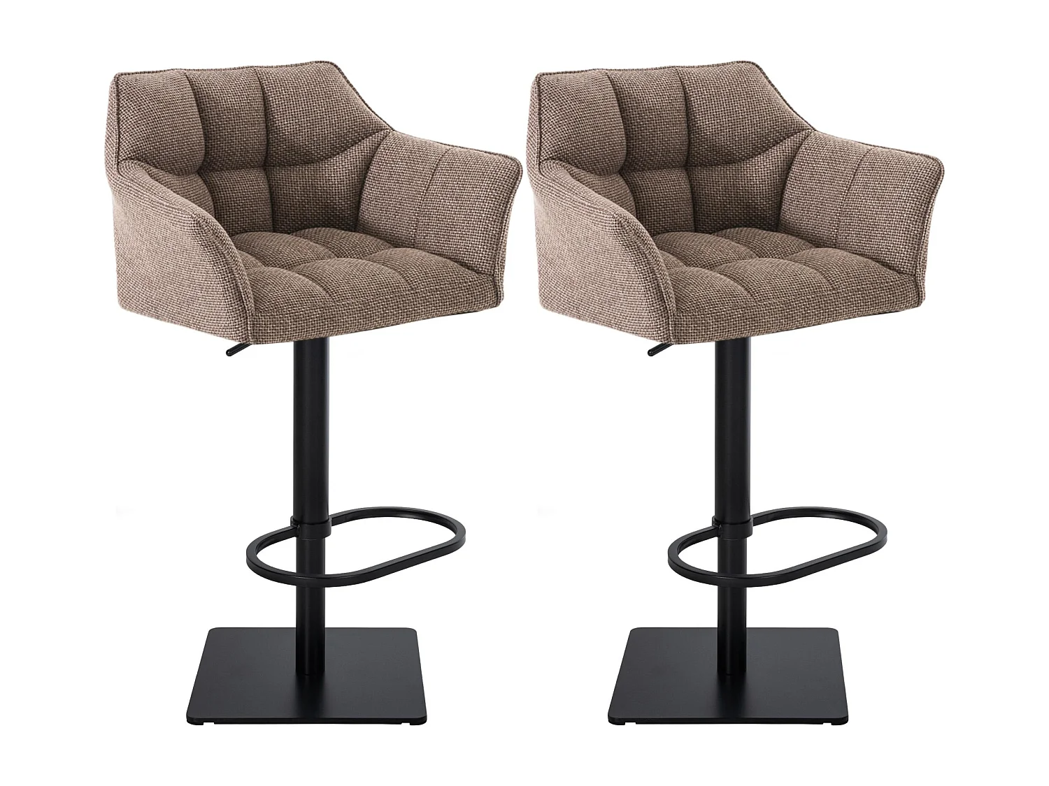 Lot de 2  Tabouret de bar - Tissu & Noir - Marron terre - Damaso