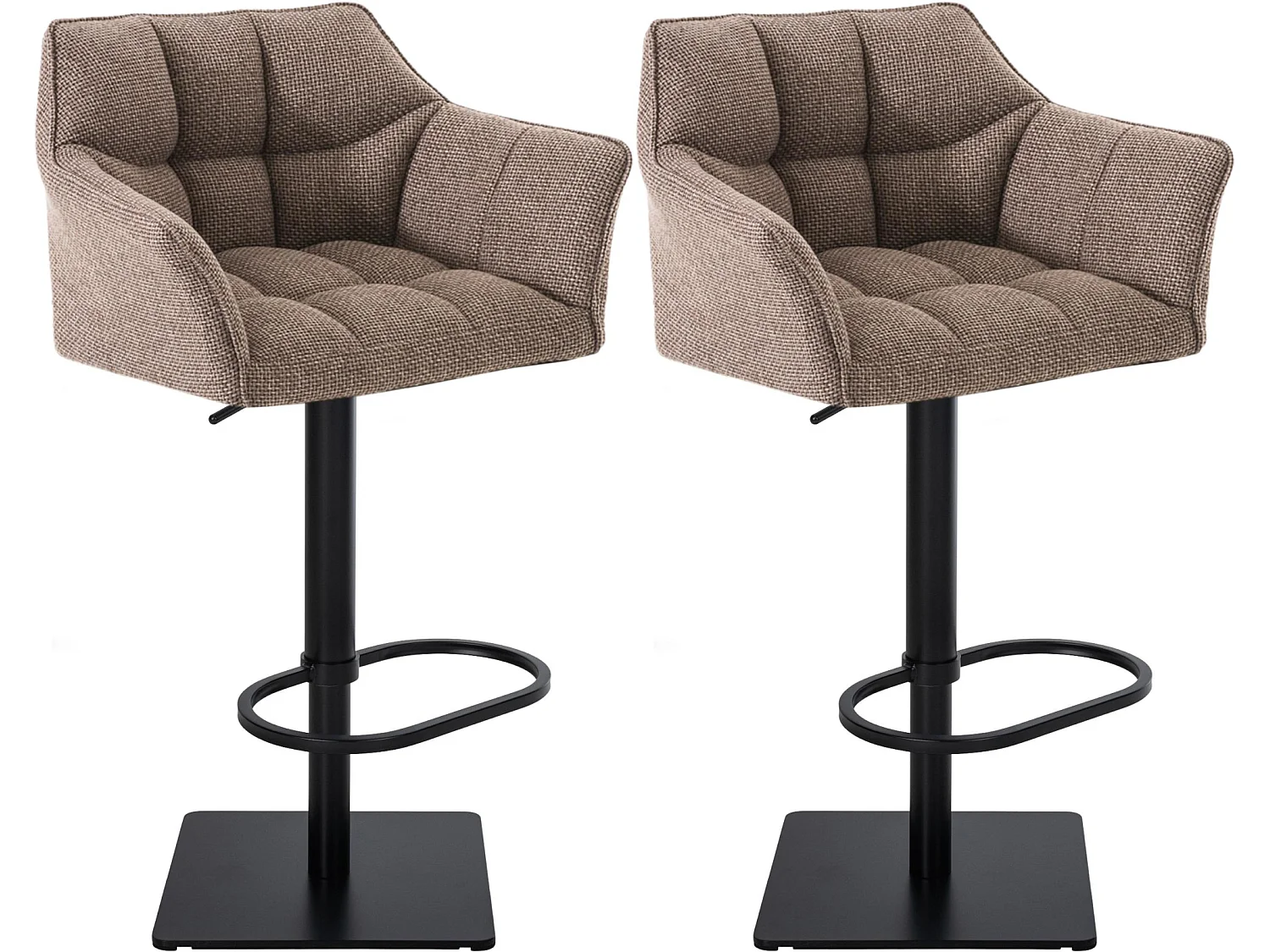 Lot de 2  Tabouret de bar - Tissu & Noir - Marron terre - Damaso