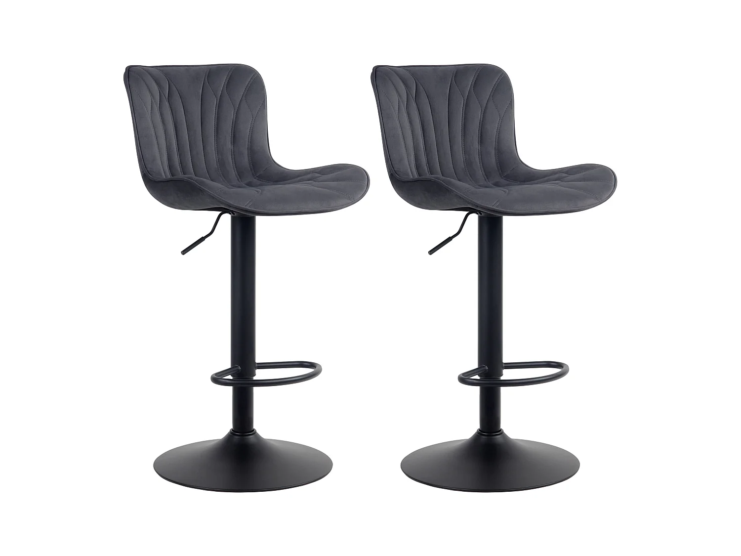 Lot de 2  Tabouret de bar - Velours - Noir - Linus