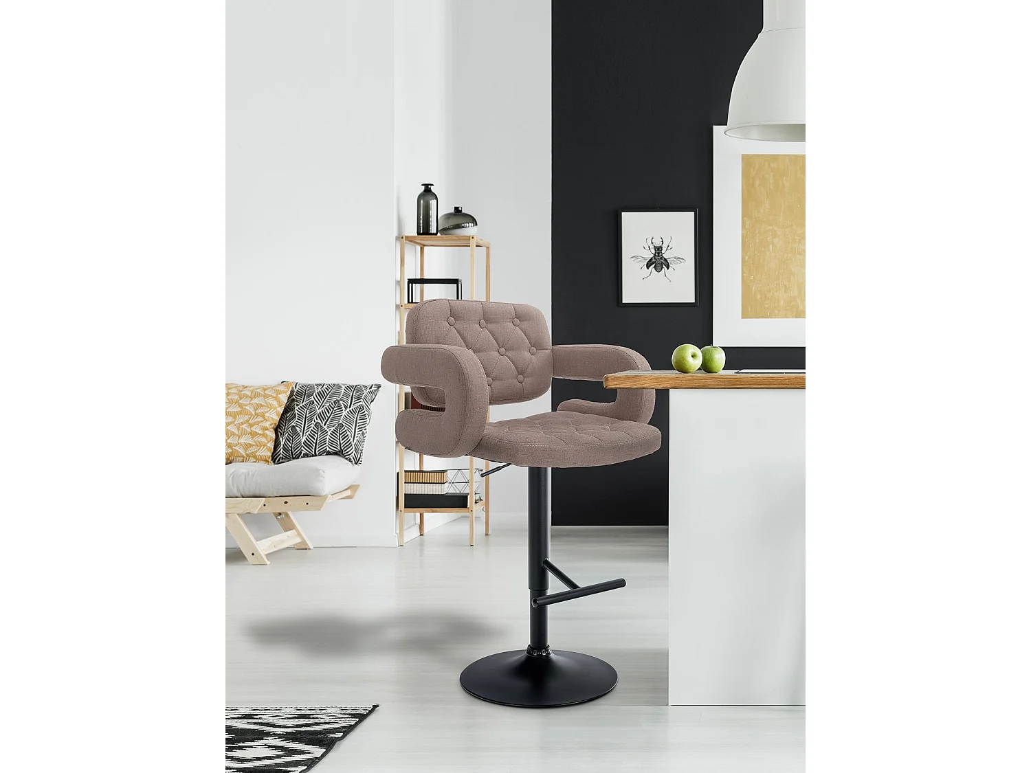 Tabouret de bar - Tissu & Métal - Taupe - Dublin