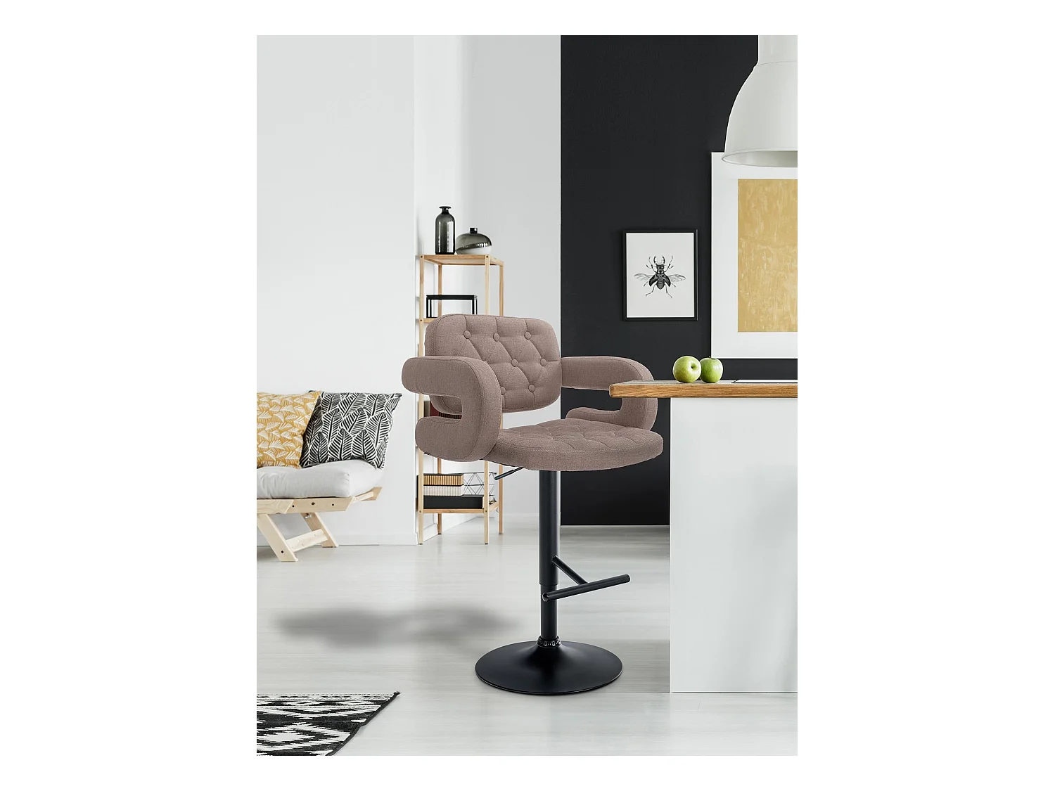 Sgabello da bar - Tessuto & Metallo - Tortora - Dublin