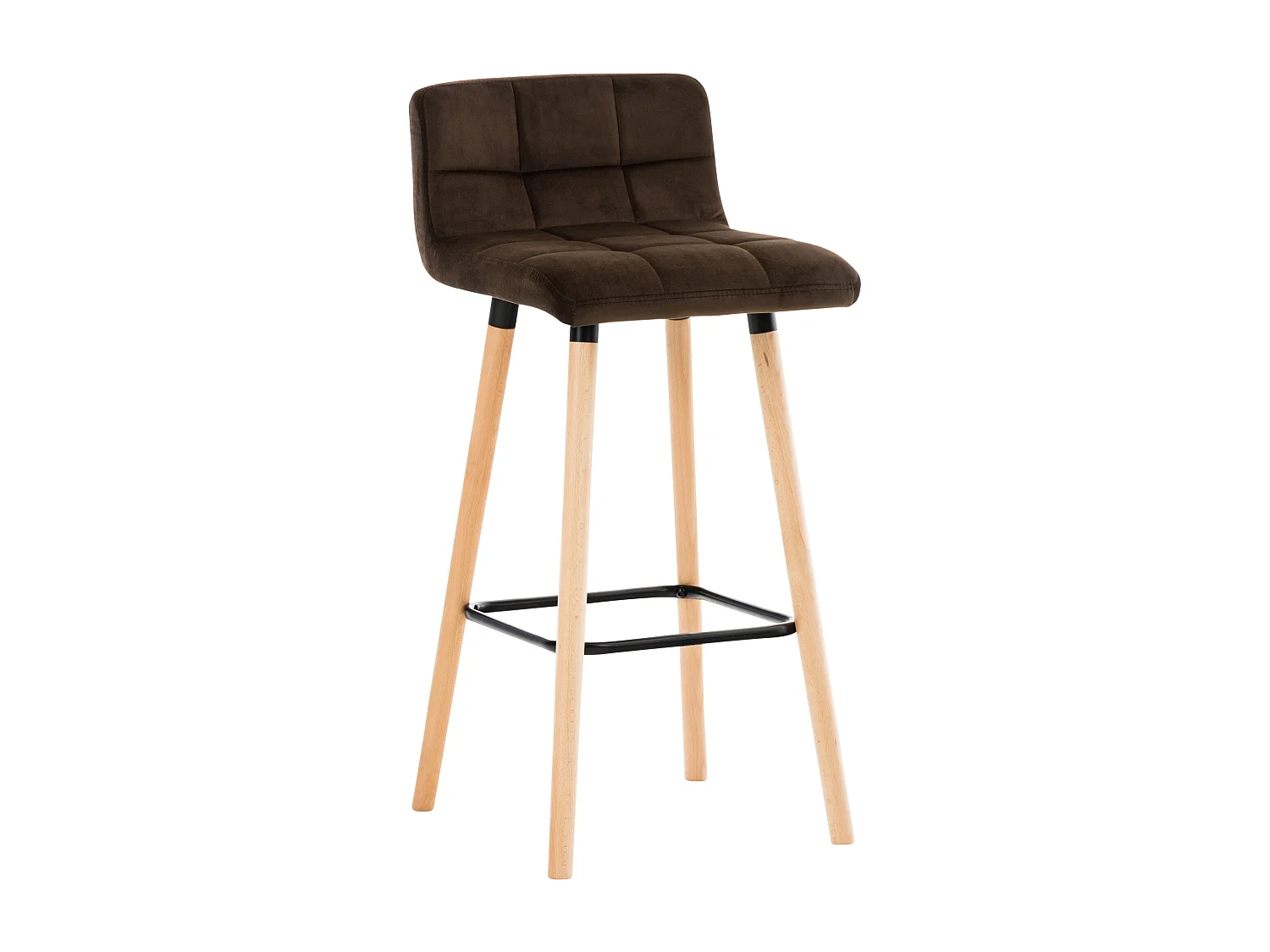 Tabouret de bar - Velours & Noir - Marron - Lincoln