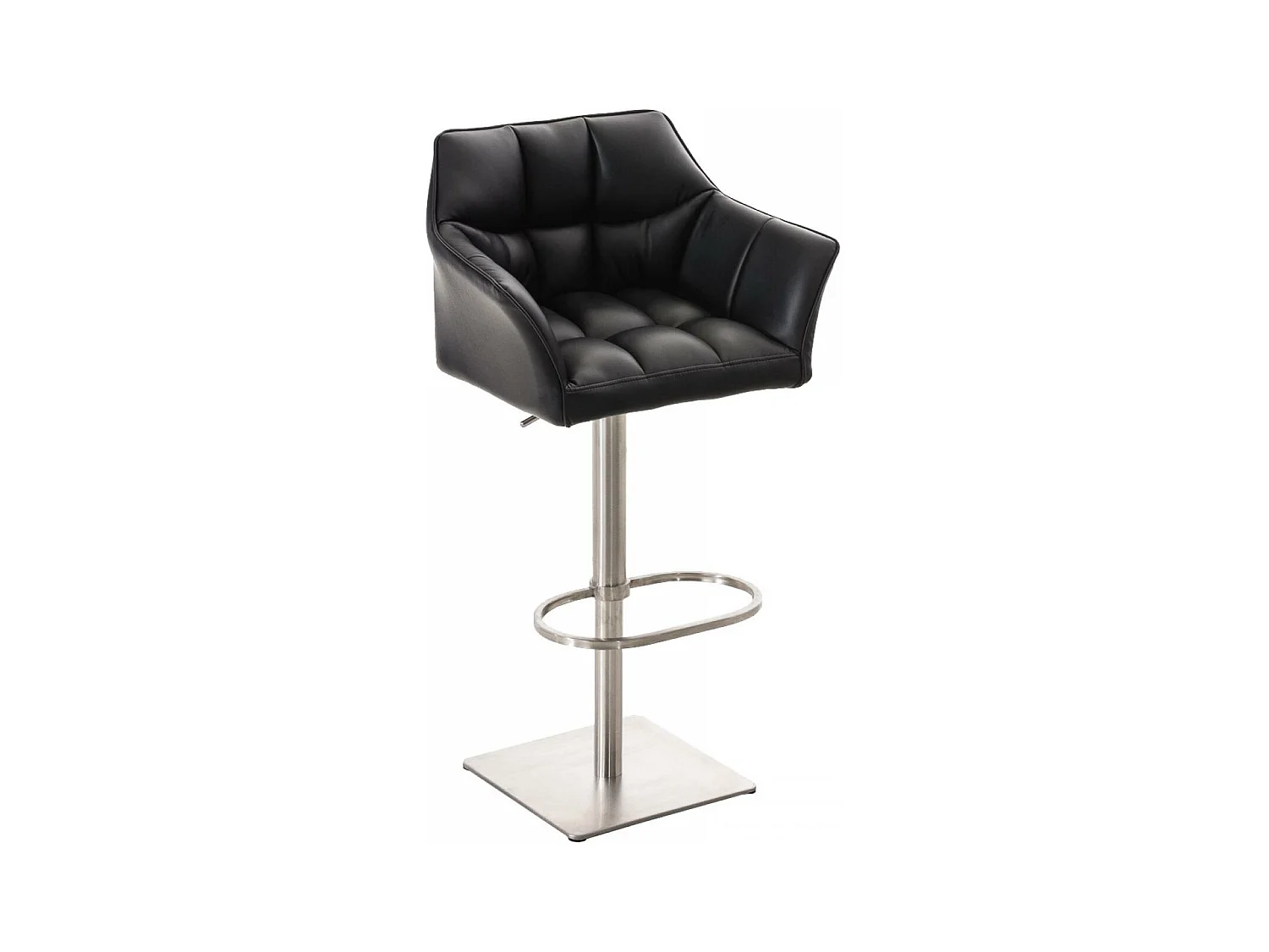 Tabouret de bar - Similicuir & Acier inoxydable - Noir - Damaso