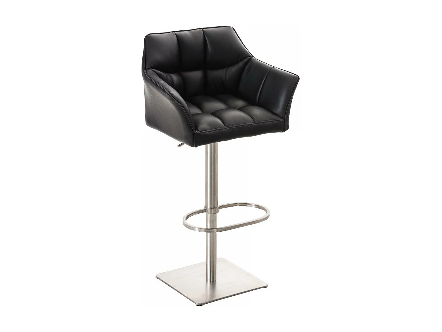Tabouret de bar - Similicuir & Acier inoxydable - Noir - Damaso