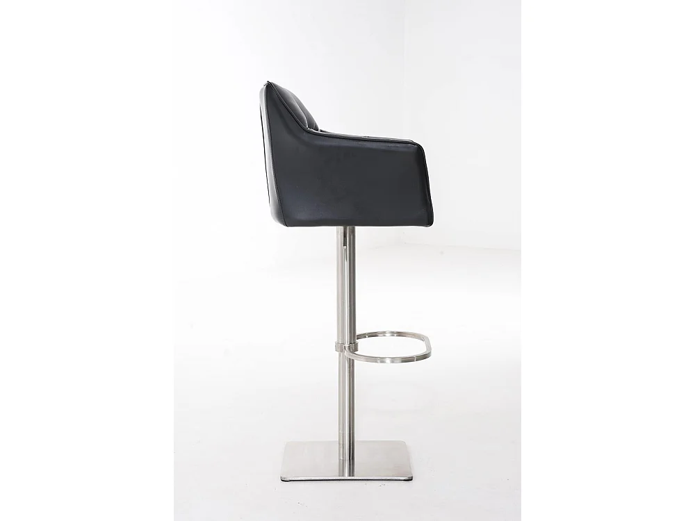 Tabouret de bar - Similicuir & Acier inoxydable - Noir - Damaso
