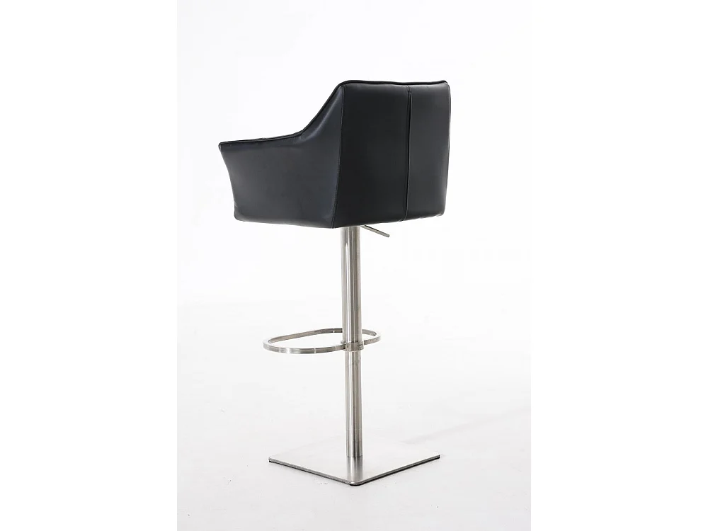Tabouret de bar - Similicuir & Acier inoxydable - Noir - Damaso