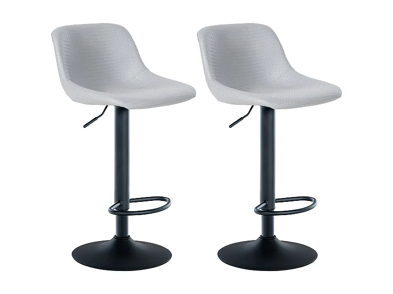 Lot de 2  Tabouret de bar - Similicuir - Gris - Loft