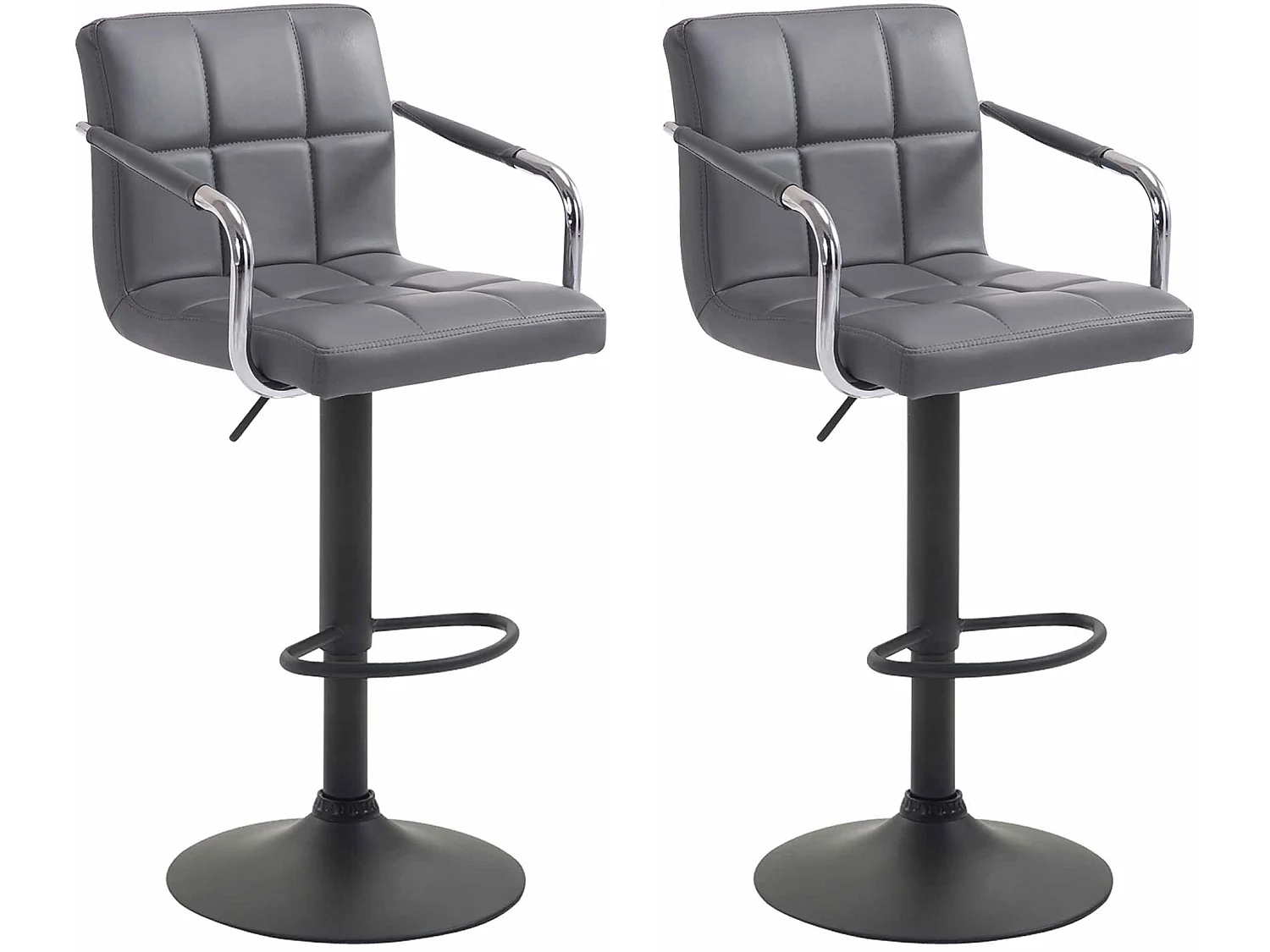 2er Set Barhocker - Kunstleder & Metall - grau - Lucy V2