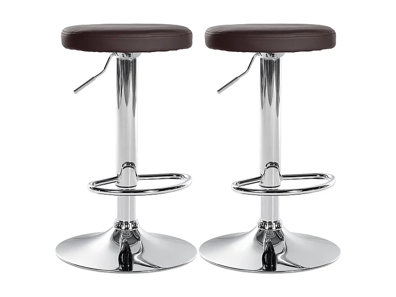 Lot de 2 Tabourets de bar - Similicuir & Métal - Marron - Ponte