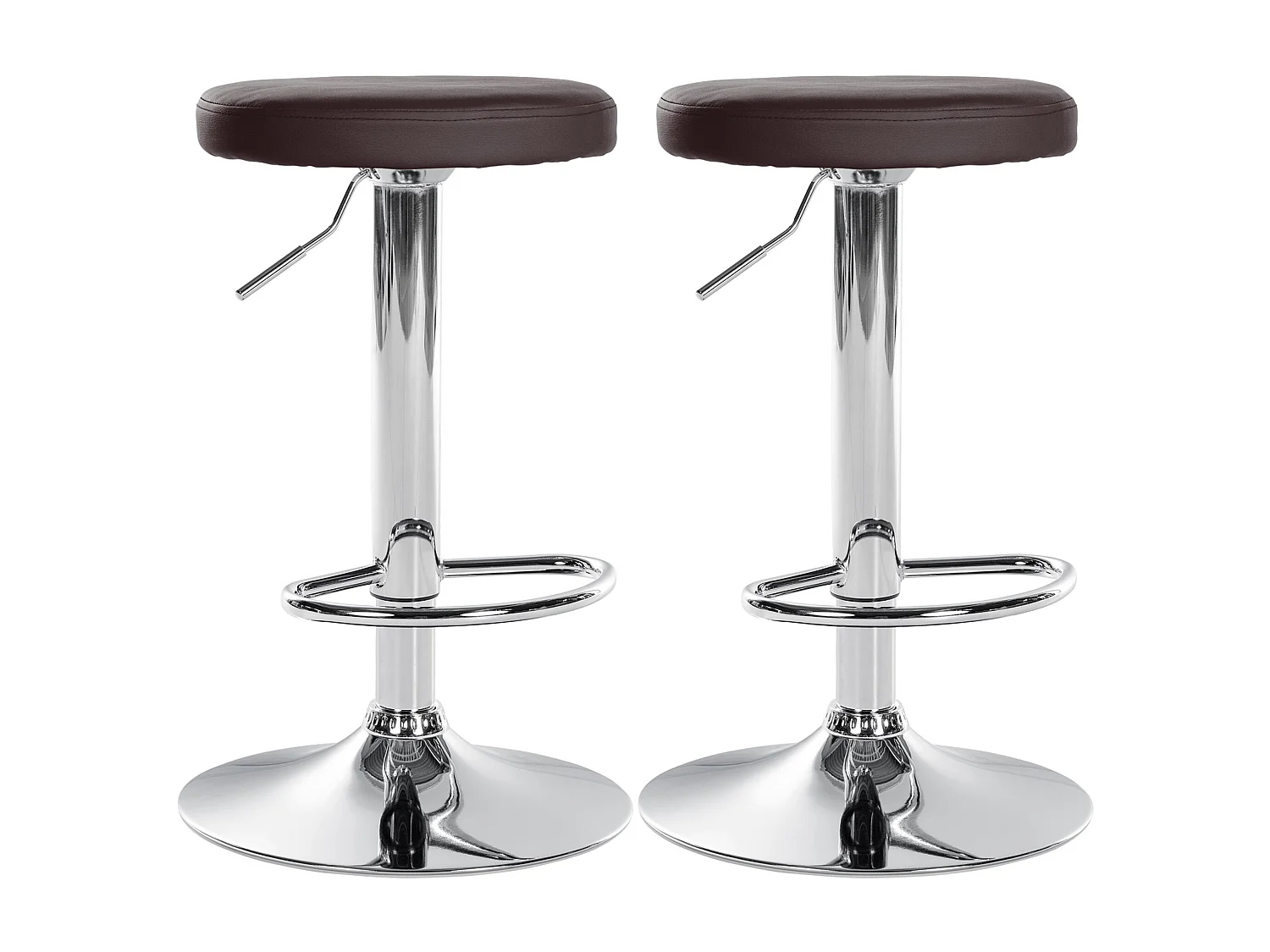 Lot de 2 Tabourets de bar - Similicuir & Métal - Marron - Ponte