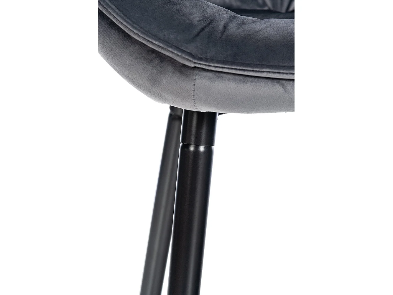 Lot de 2 Tabourets de bar - Velours & Métal noir mat - Gris foncé - Gibson 76