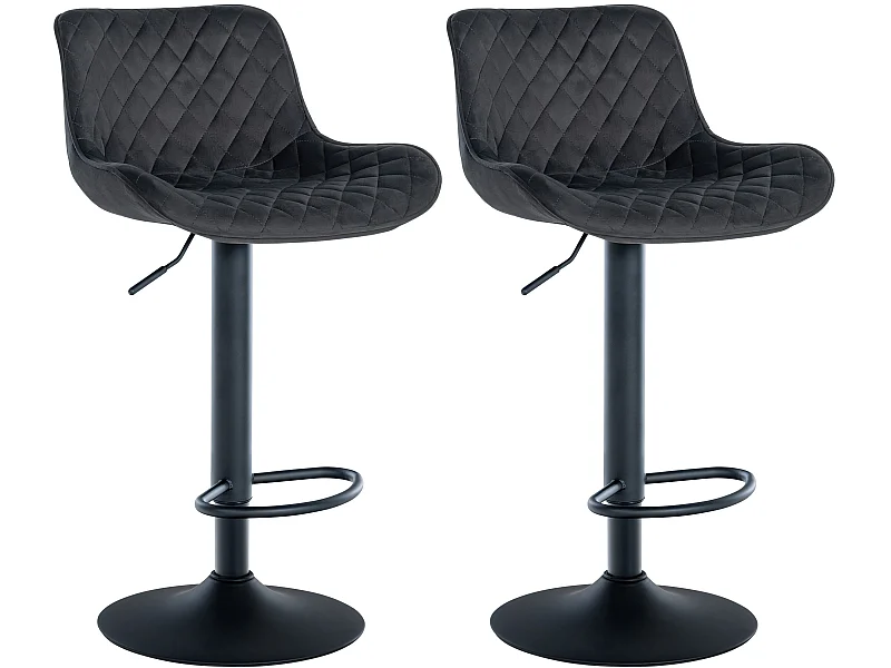 Lot de 2  Tabouret de bar - Velours - Noir - Minosa