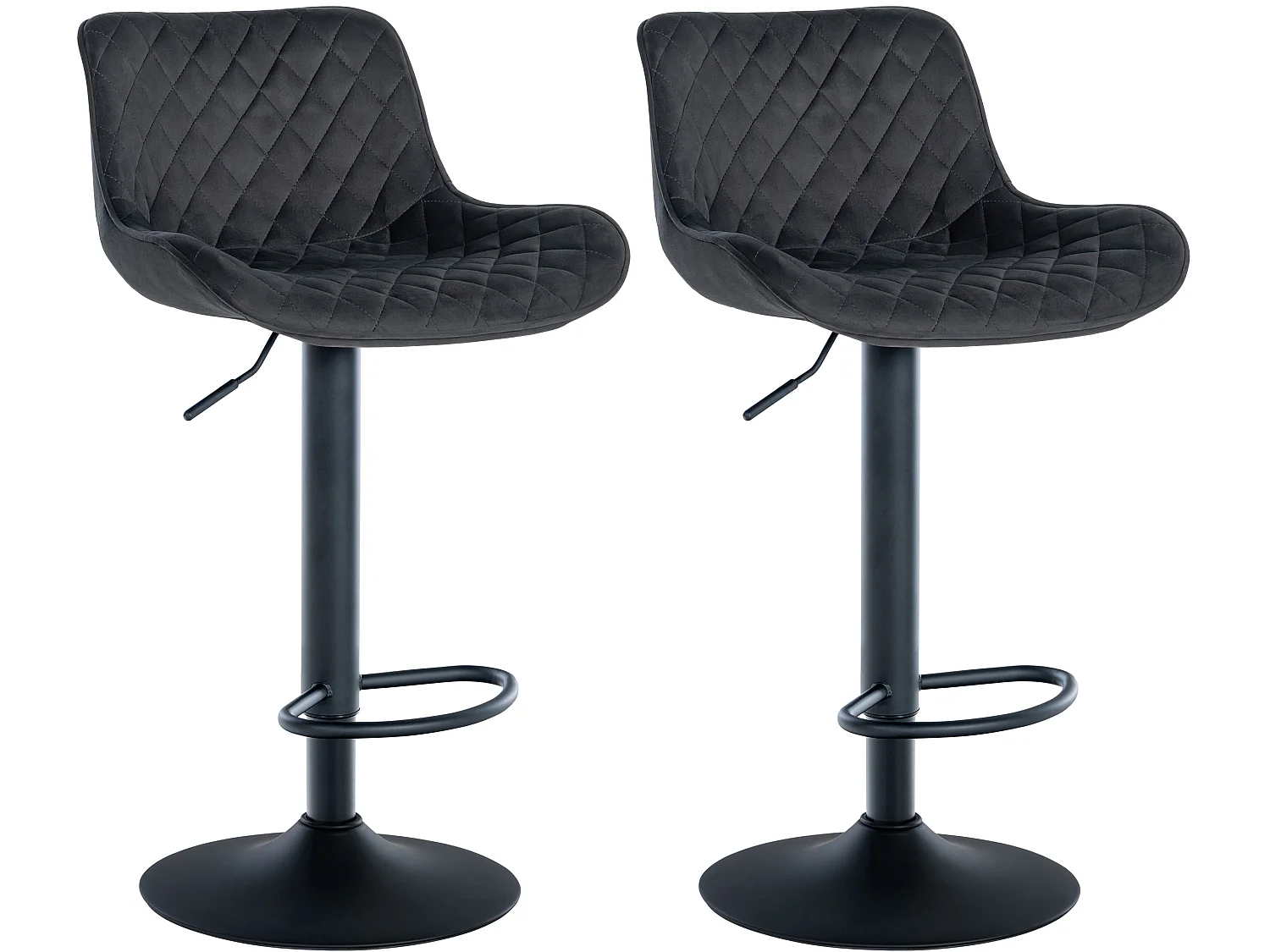 Lot de 2  Tabouret de bar - Velours - Noir - Minosa