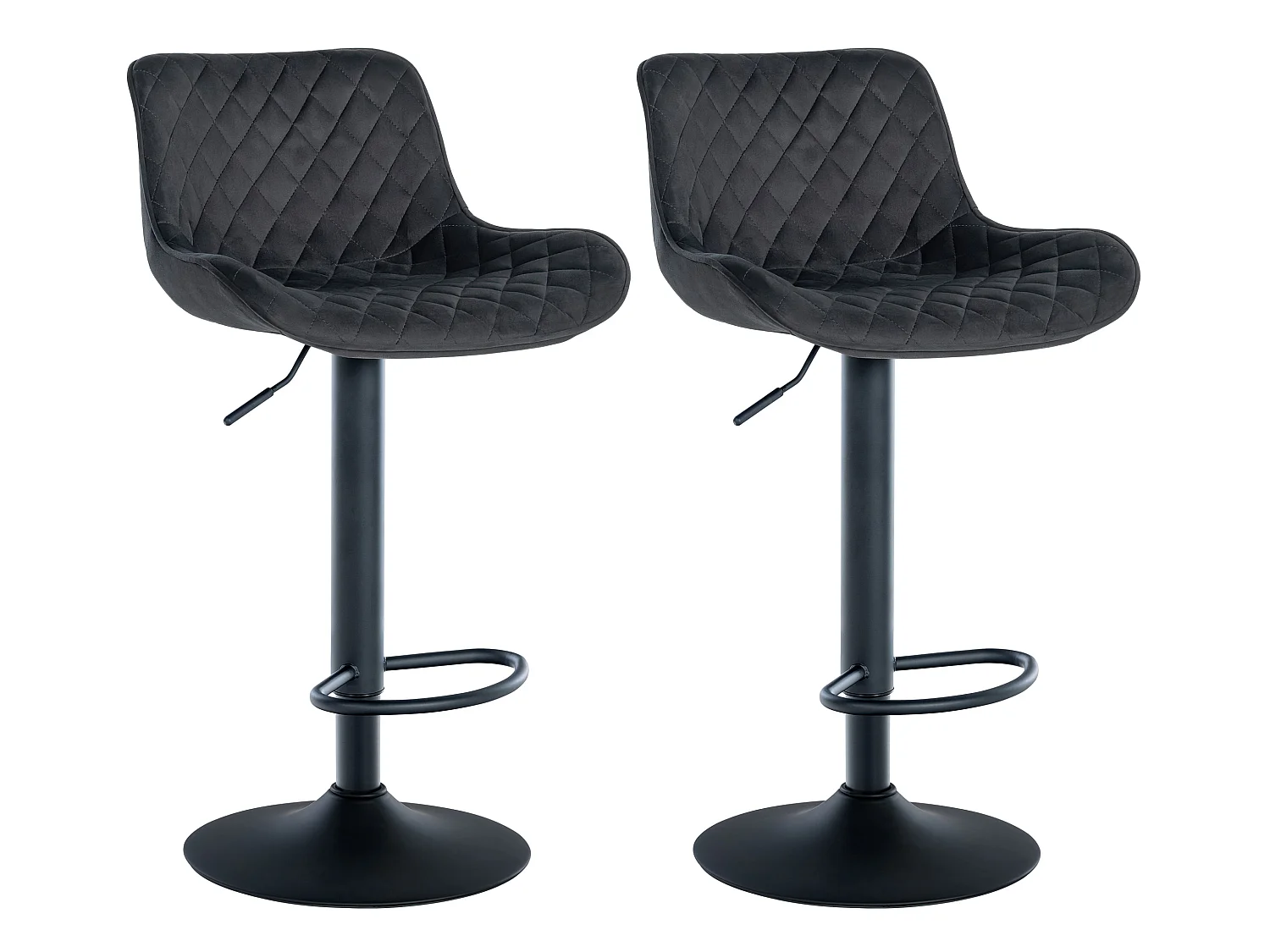 Lot de 2  Tabouret de bar - Velours - Noir - Minosa