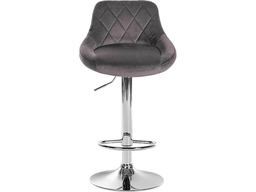 Lot de 2 Tabourets de bar - Velours & Métal - Gris - Lazio