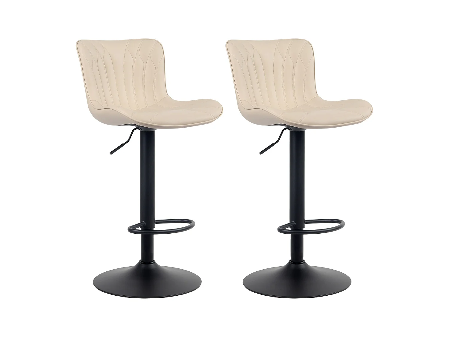 Lot de 2  Tabouret de bar - Similicuir - Crème - Linus