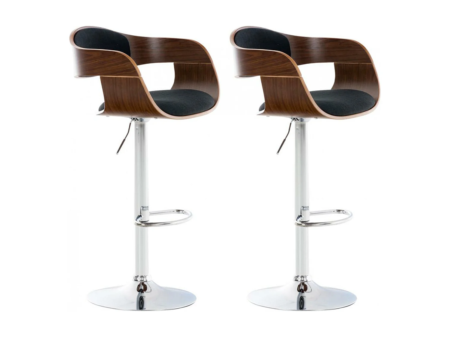 Lot de 2  Tabouret de bar - Tissu - Noyer / Noir - Kingston