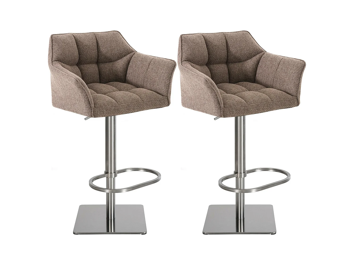 Lot de 2  Tabouret de bar - Tissu & Acier inoxydable - Marron terre - Damaso