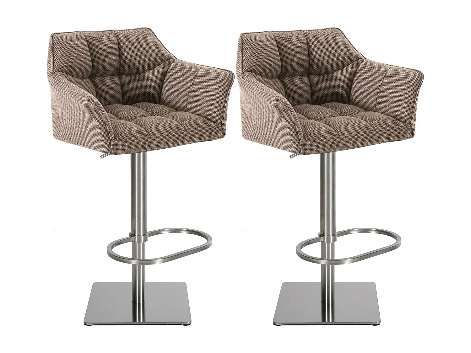 Lot de 2  Tabouret de bar - Tissu & Acier inoxydable - Marron terre - Damaso