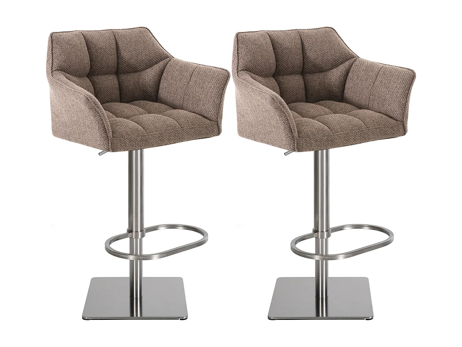 Lot de 2  Tabouret de bar - Tissu & Acier inoxydable - Marron terre - Damaso