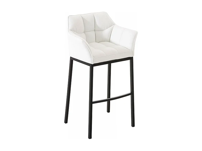 Tabouret de bar - Similicuir & Noir - Blanc - Damaso