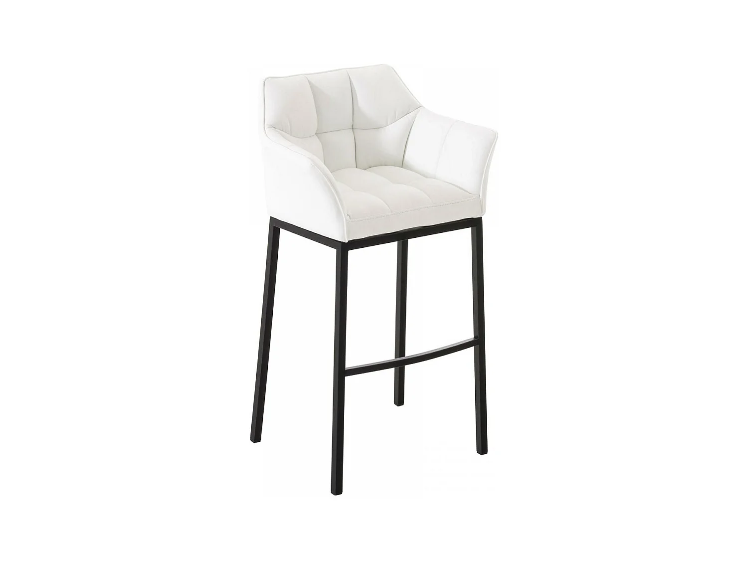 Tabouret de bar - Similicuir & Noir - Blanc - Damaso