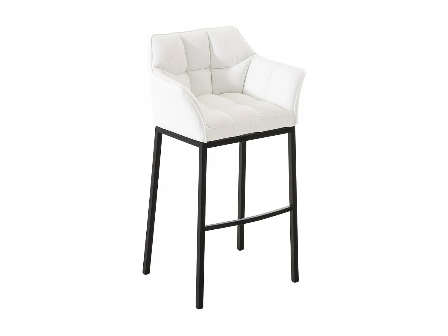 Tabouret de bar - Similicuir & Noir - Blanc - Damaso