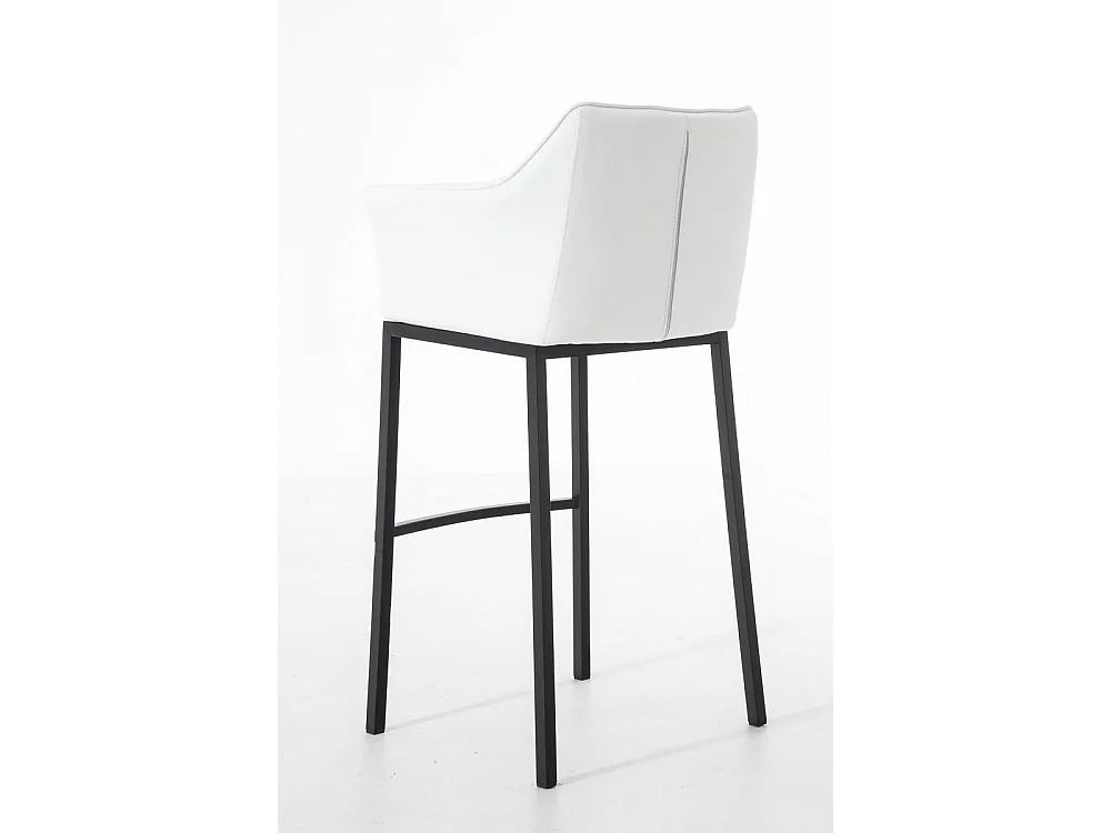 Tabouret de bar - Similicuir & Noir - Blanc - Damaso