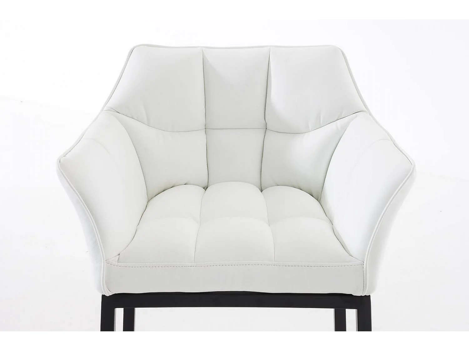 Tabouret de bar - Similicuir & Noir - Blanc - Damaso