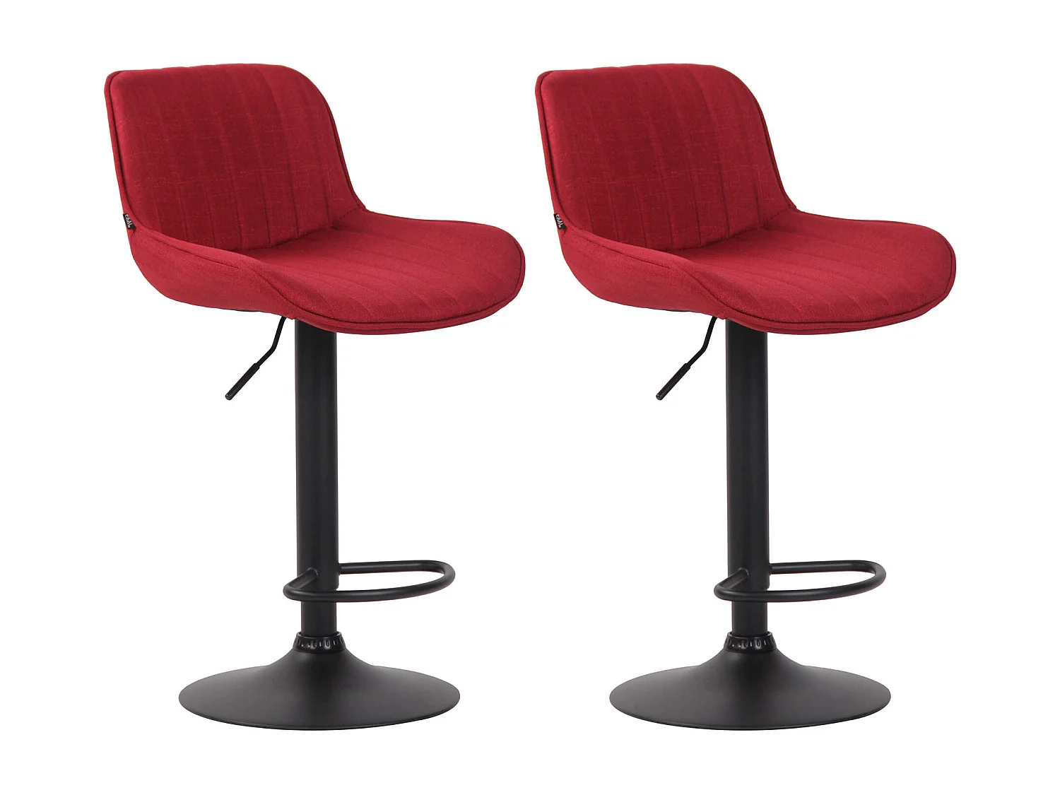 Lot de 2 Tabourets de bar - Tissu & Métal - Rouge - Lentini