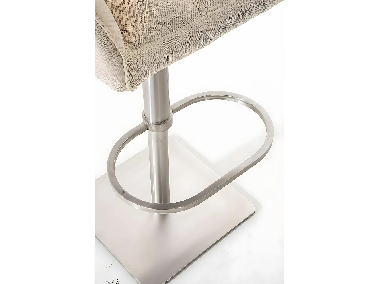 Lot de 2  Tabouret de bar - Tissu & Acier inoxydable - Crème - Damaso