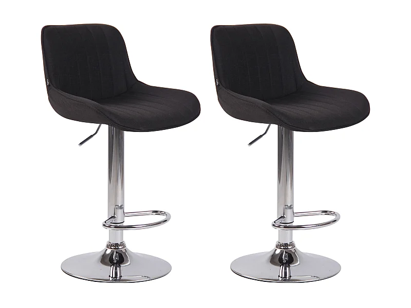 Lot de 2 Tabourets de bar - Tissu & Métal - Noir - Lentini