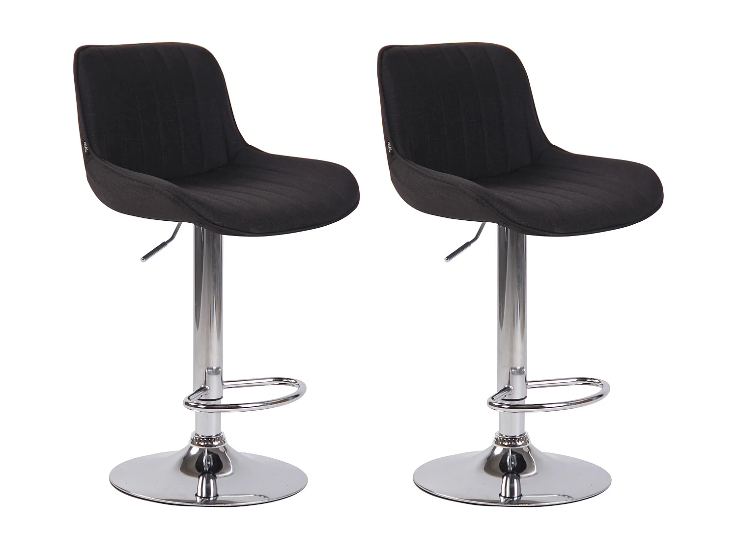 Lot de 2 Tabourets de bar - Tissu & Métal - Noir - Lentini