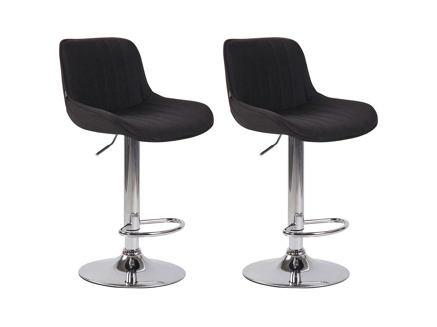 Lot de 2 Tabourets de bar - Tissu & Métal - Noir - Lentini