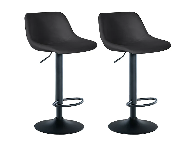 Lot de 2  Tabouret de bar - Velours - Noir - Loft