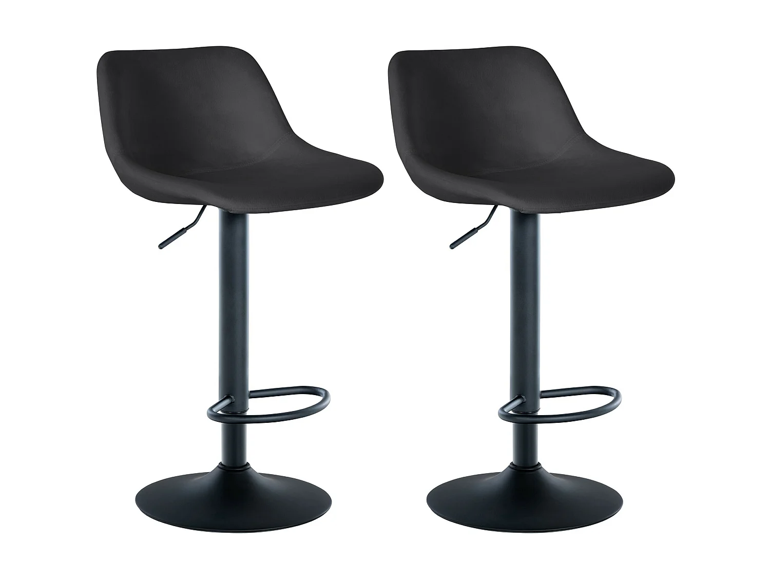Lot de 2  Tabouret de bar - Velours - Noir - Loft