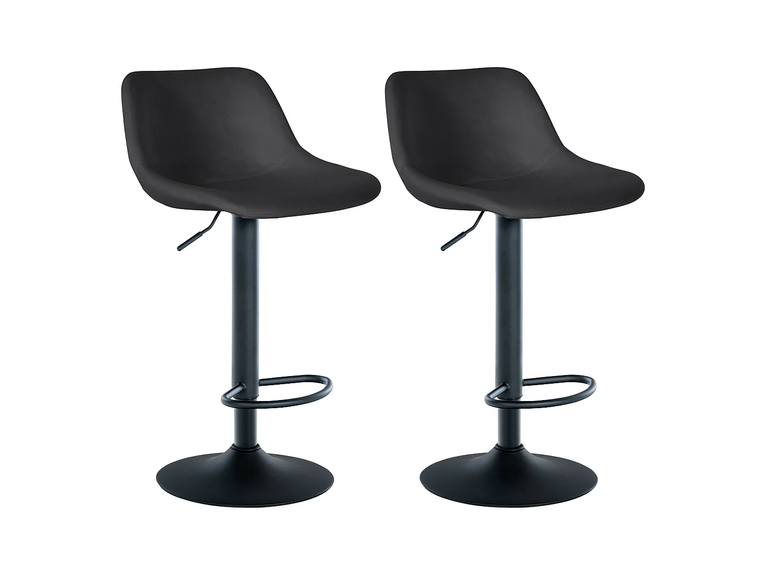 Lot de 2  Tabouret de bar - Velours - Noir - Loft