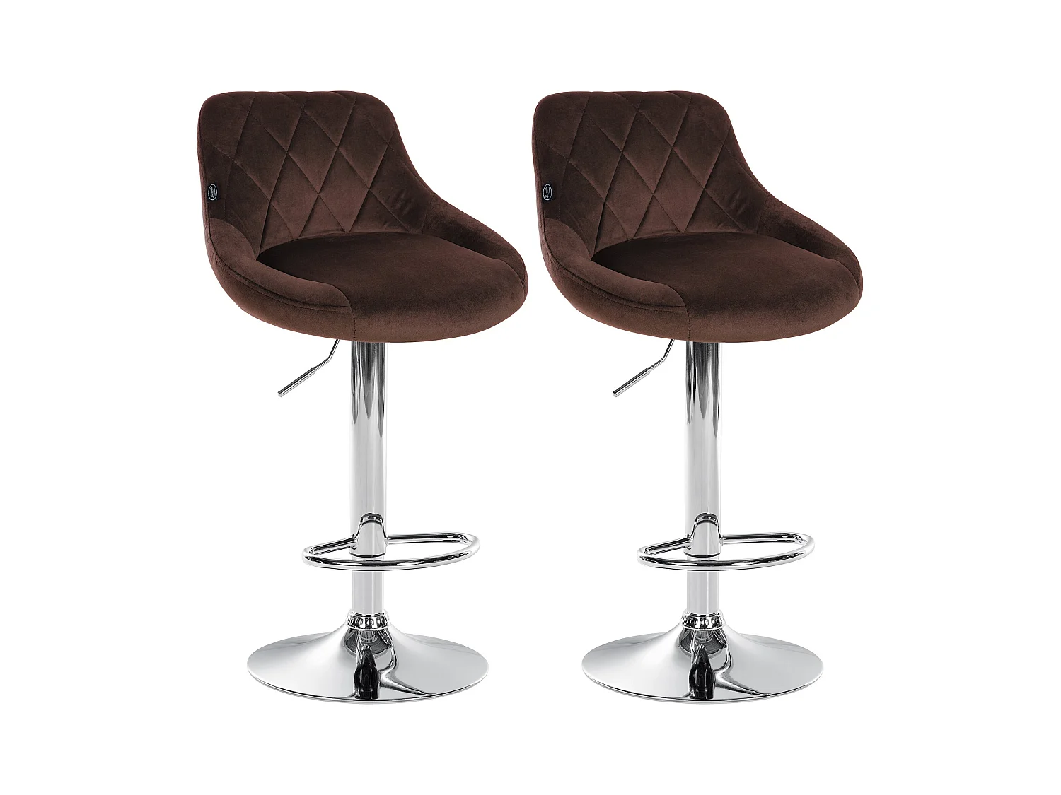 Lot de 2 Tabourets de bar - Velours & Métal - Marron - Lazio