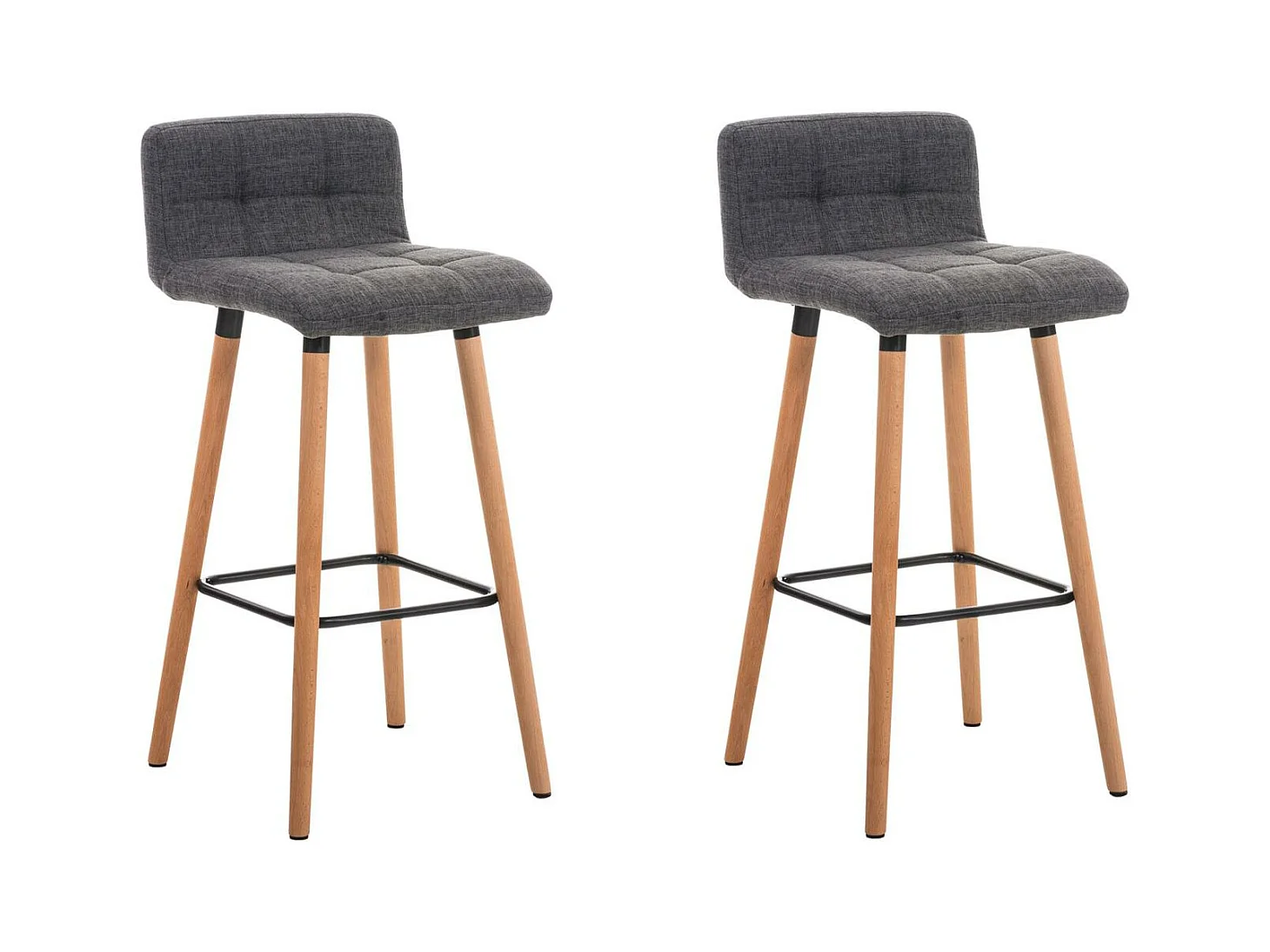 Lot de 2  Tabouret de bar - Tissu & Nature - Gris clair - Lincoln