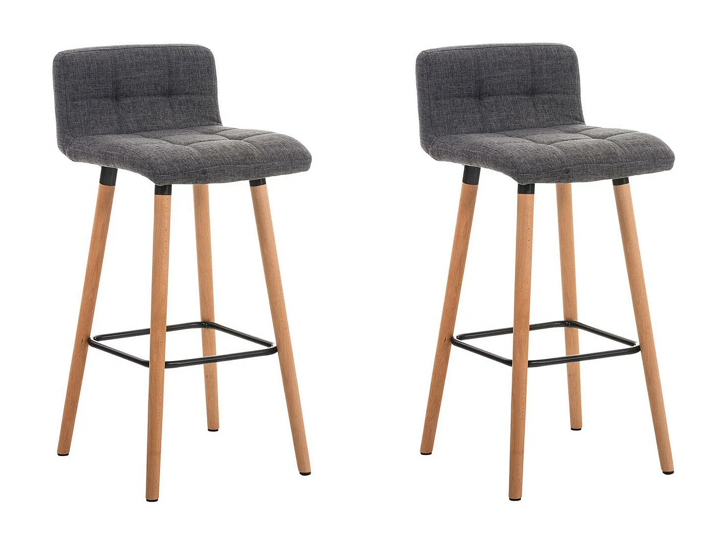 Lot de 2  Tabouret de bar - Tissu & Nature - Gris clair - Lincoln