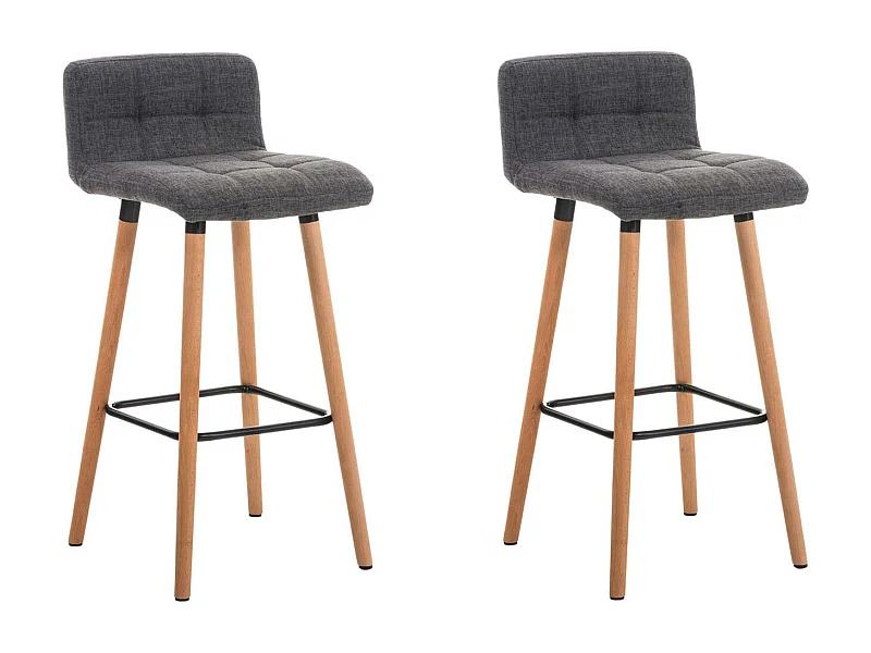 Lot de 2  Tabouret de bar - Tissu & Nature - Gris clair - Lincoln