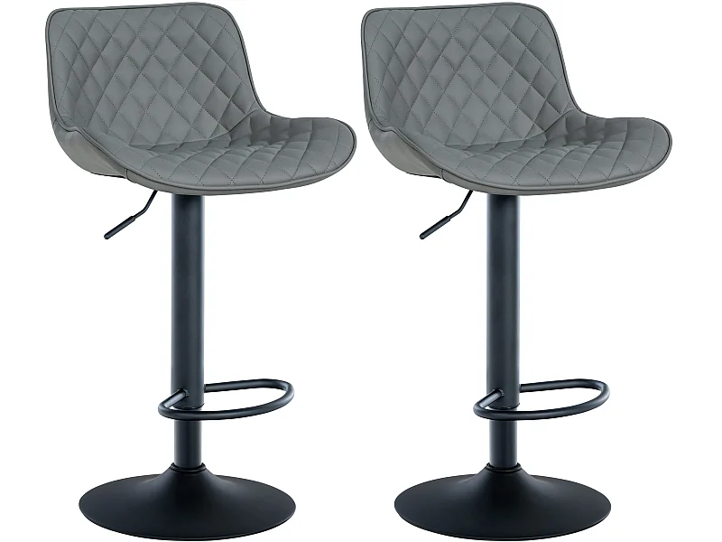 Lot de 2  Tabouret de bar - Similicuir - Gris - Minosa
