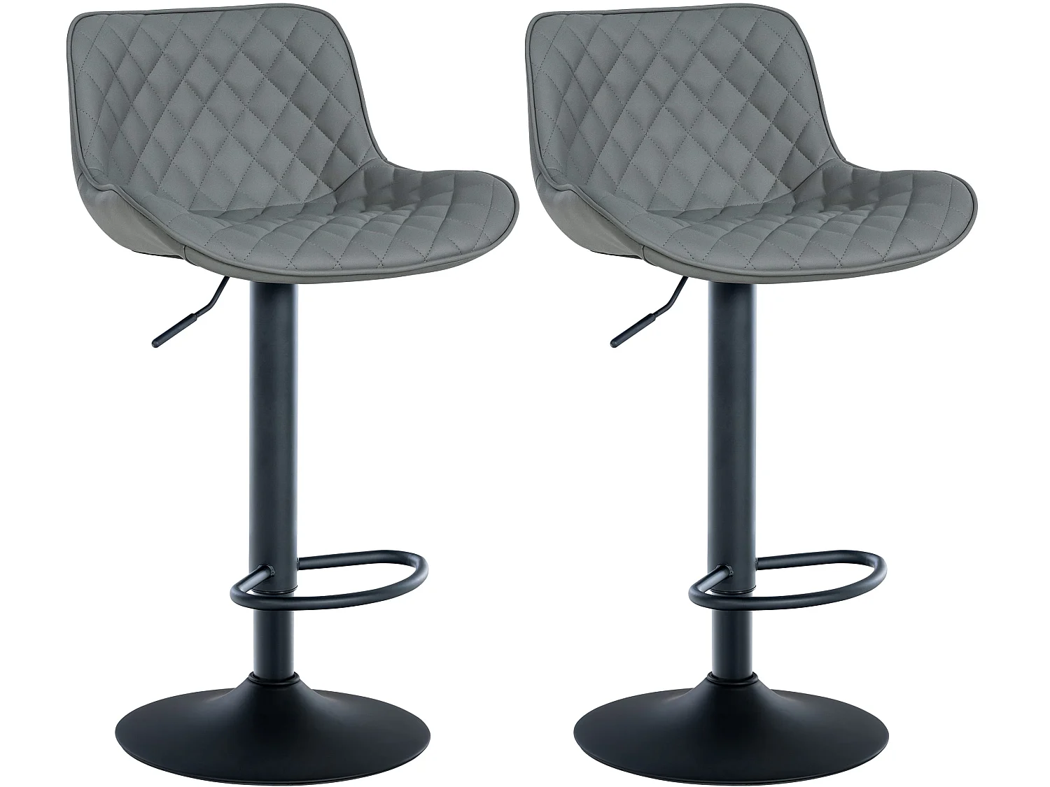 Lot de 2  Tabouret de bar - Similicuir - Gris - Minosa