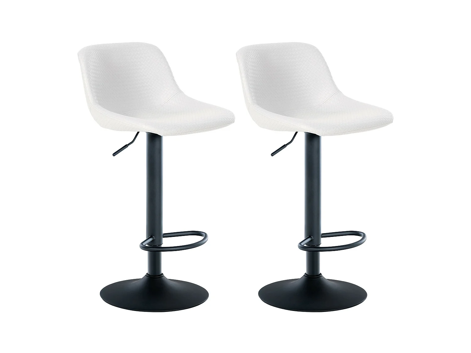 Lot de 2  Tabouret de bar - Similicuir - Blanc - Loft