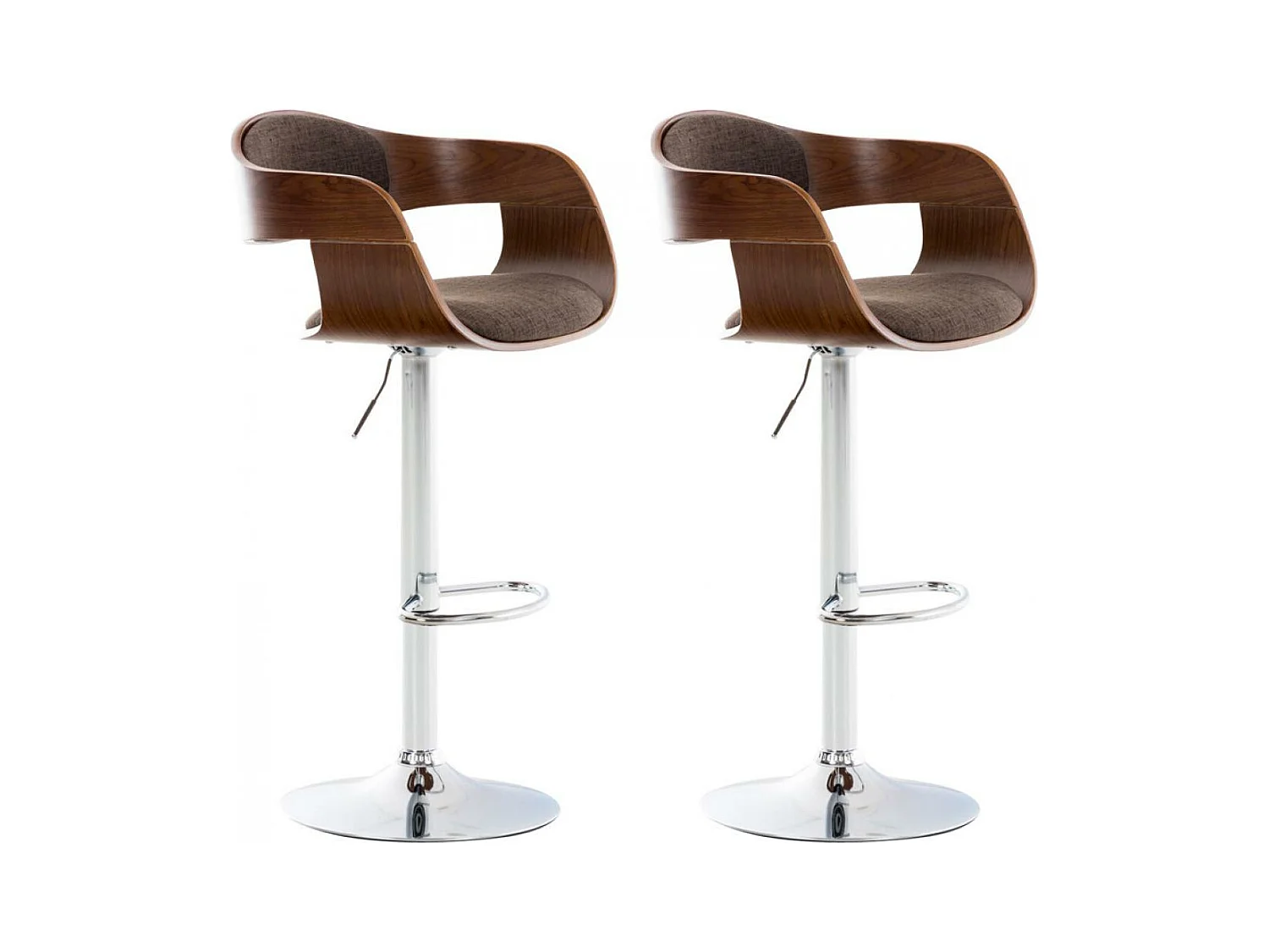 Lot de 2  Tabouret de bar - Tissu - Noyer / Marron - Kingston
