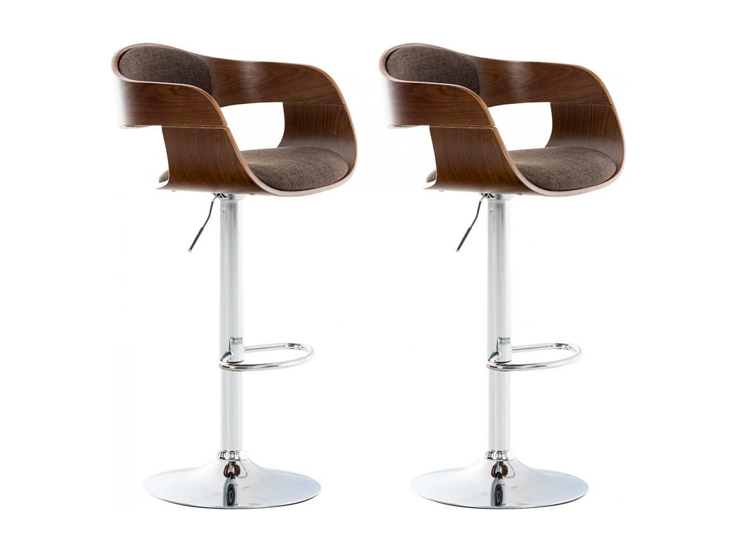 Lot de 2  Tabouret de bar - Tissu - Noyer / Marron - Kingston